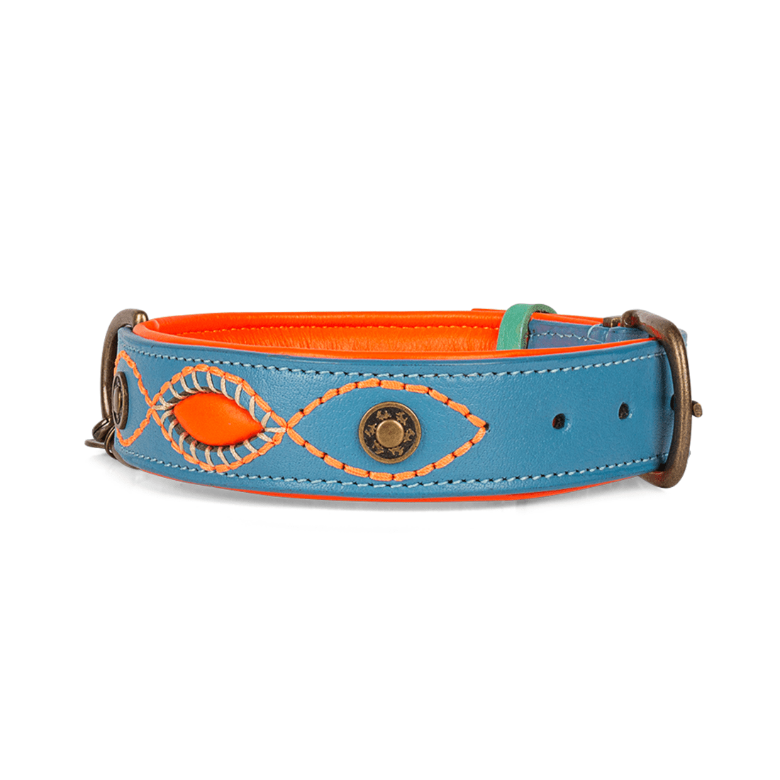 Urban Jones Lederhalsband Braun/Türkis – Handgefertigter Stil &amp; Premium - Leder - Pfotenlieblinge
