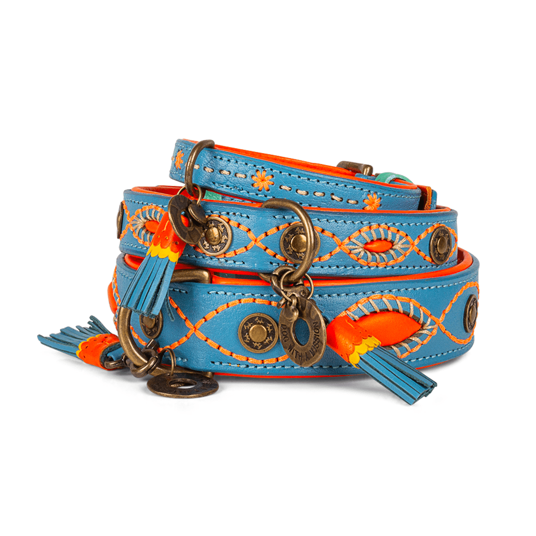 Urban Jones Lederhalsband Braun/Türkis – Handgefertigter Stil &amp; Premium - Leder - Pfotenlieblinge