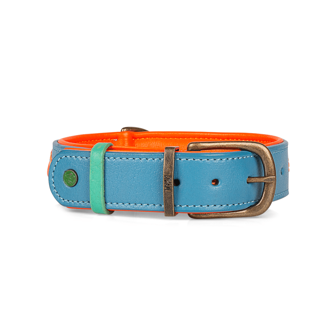 Urban Jones Lederhalsband Braun/Türkis – Handgefertigter Stil &amp; Premium - Leder - Pfotenlieblinge