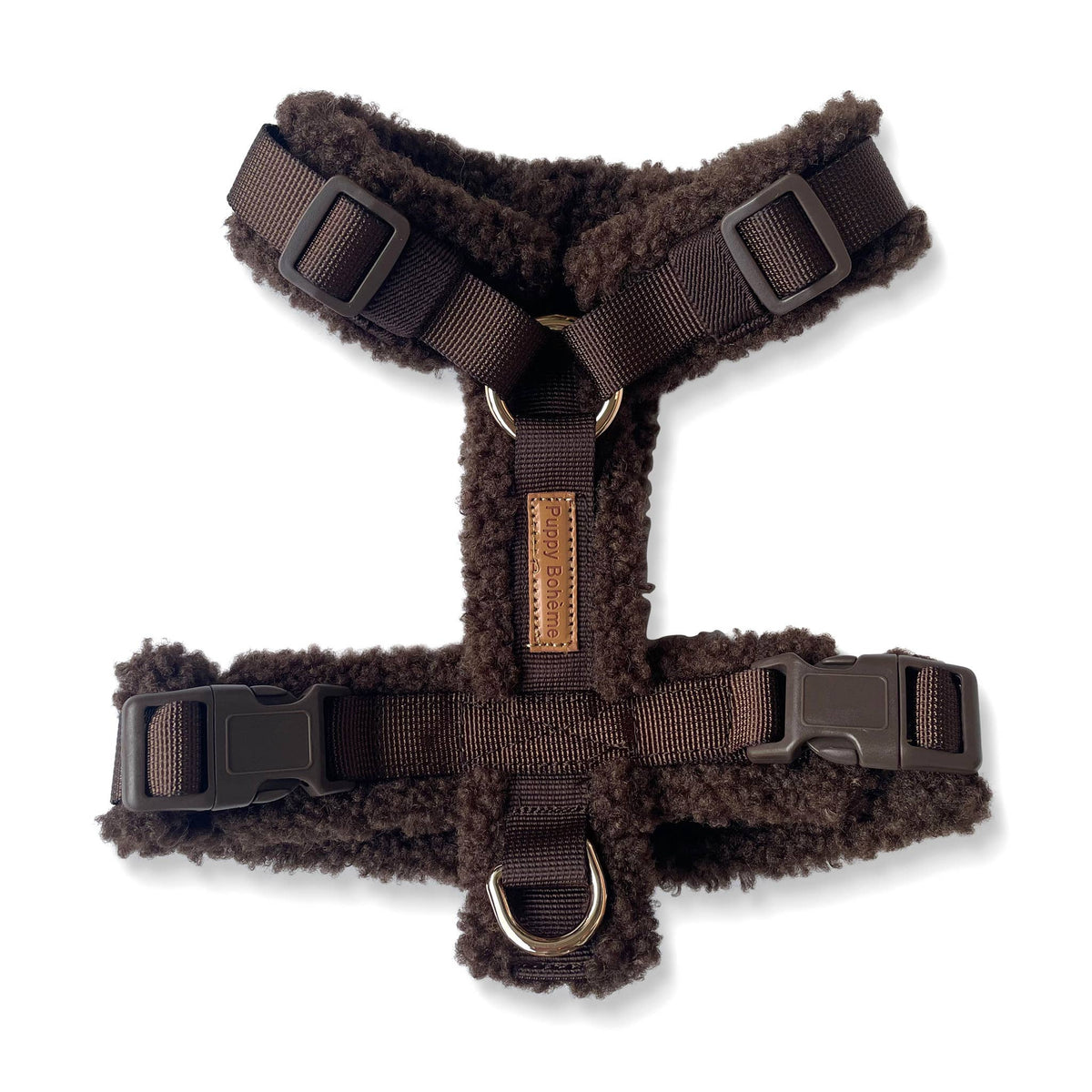 Y-Geschirr mit superweichem Teddyfleece – Espresso - Flokido