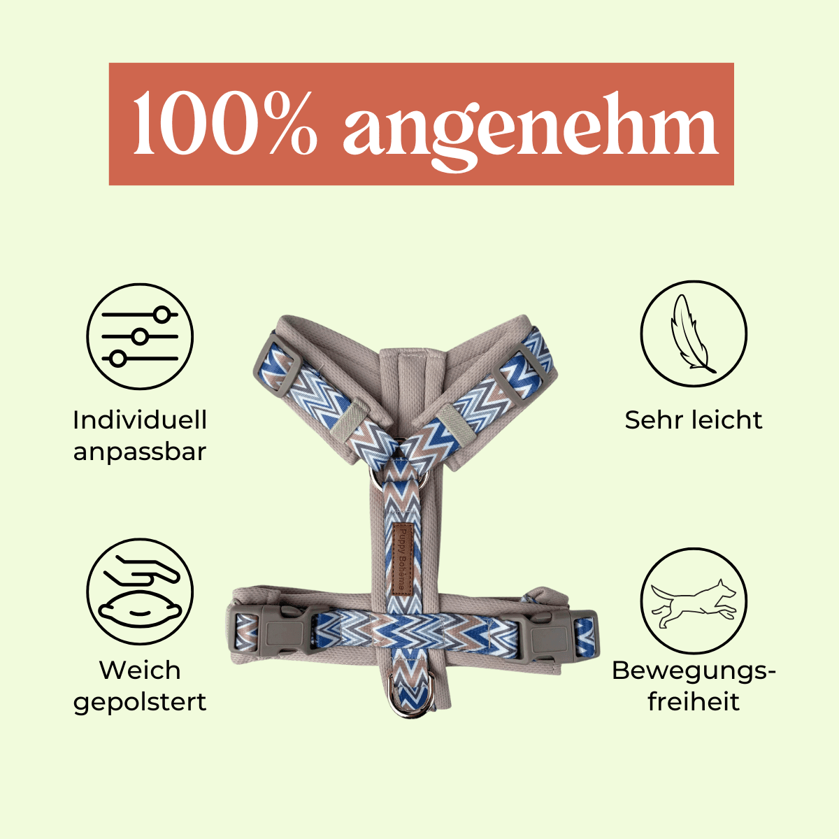 Ziggy Latte Y-Geschirr – Leicht &amp; Sanft für Sensible Hunde - Flokido